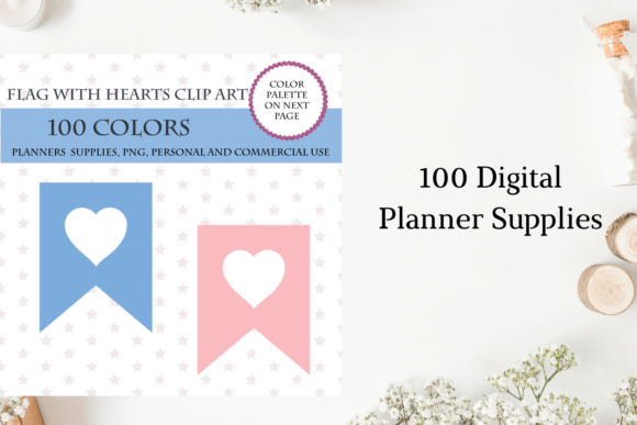 100 Banners Flag with Heart Cliparts: A Versatile Design Resource for Creators and Businesses