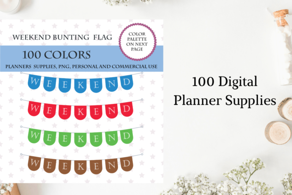 100 Bunting Weekend Flags Clipart