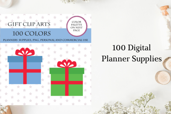 100 Gift Clipart, Gift Present Planner: A Versatile Resource for Creative and Commercial Use
