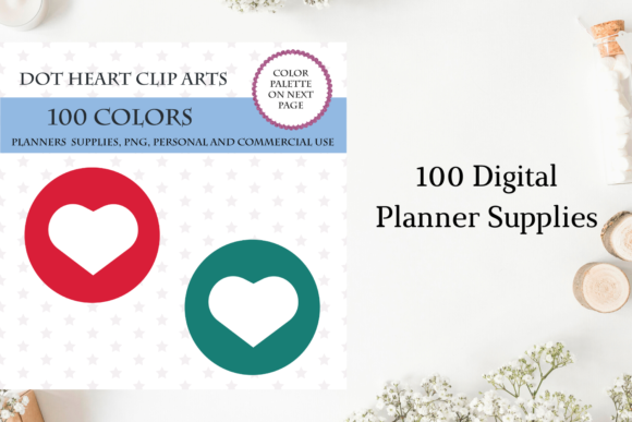 100 Heart Dot Clipart, Heart Planner