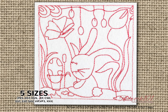 Easter Egg and Bunny Lineart: A Creative Embroidery Design for Holiday Crafting