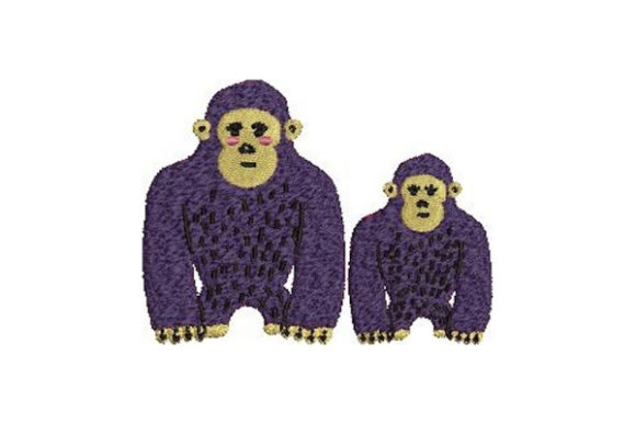 Exploring the Charm of Mom and Baby Gorillas in Embroidery Design
