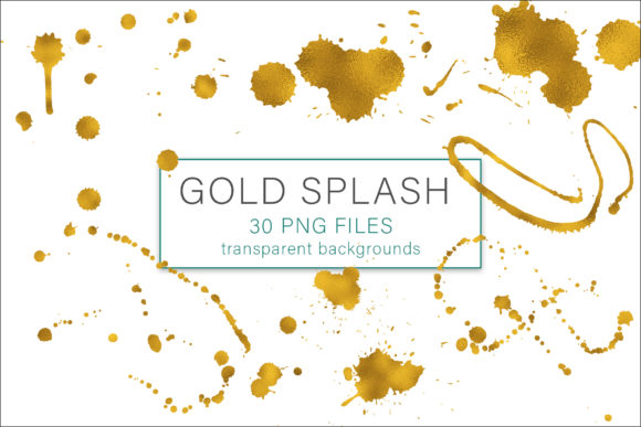 Gold Splash: Elevate Your Designs with 30 Transparent Ink Splashes