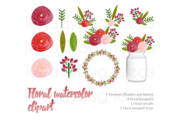 Red and White Watercolor Floral Clip Art: A Versatile Design Asset for Creative Projects